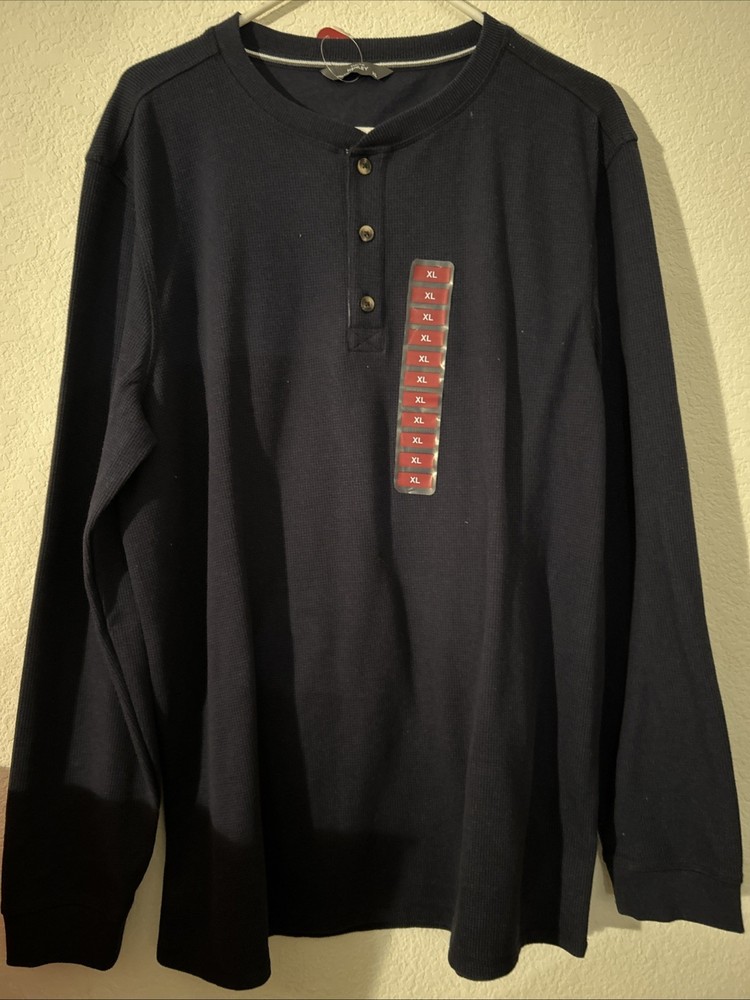 Men’s XL Blue Thermal Henley NWT Members Mark