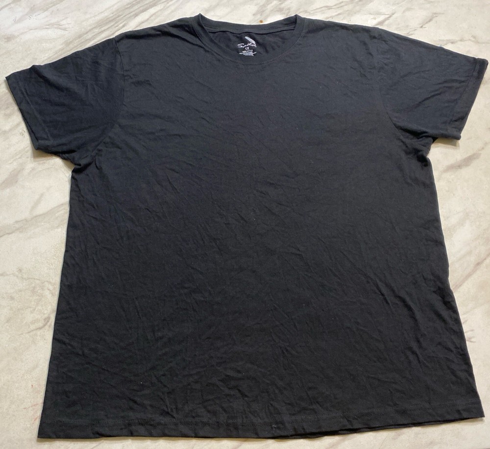 Sada T Shirt Mens XL Black Short Sleeve Cotton Basic Soft Solid Adult Top