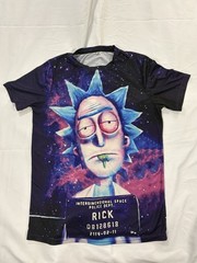 Rick and Morty Galaxy Graphic T-Shirt Unisex Medium Black All Over Print Tee