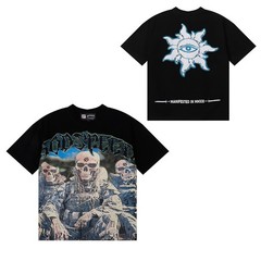 Summer New Style Skull Rock Band Letter Print Short-sleeved T-shirt GOD1