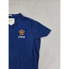 Abercrombie & Fitch Mens Muscle Fit V-Neck T-Shirt Navy Blue Crest Logo Large