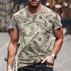 Men`s Dollar T Shirt Short Sleeves Bill Dollar Money Clothing Tops Funny Tshirts