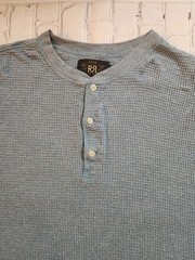 Ralph Lauren RRL Henley Shirt Blue M Thermal Long Sleeve