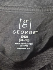 George Long Sleeve Tee T Shirt Mens Sz S (34-36) Black 100% Cotton Crew Neck