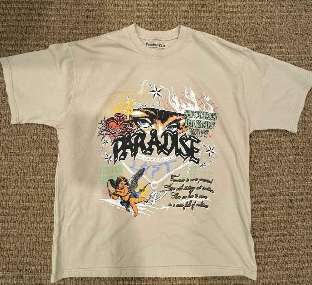 NWT Paradise Lost MIA “Success Breeds Envy” Graphic Tee – Sand / Tan – Size LRG
