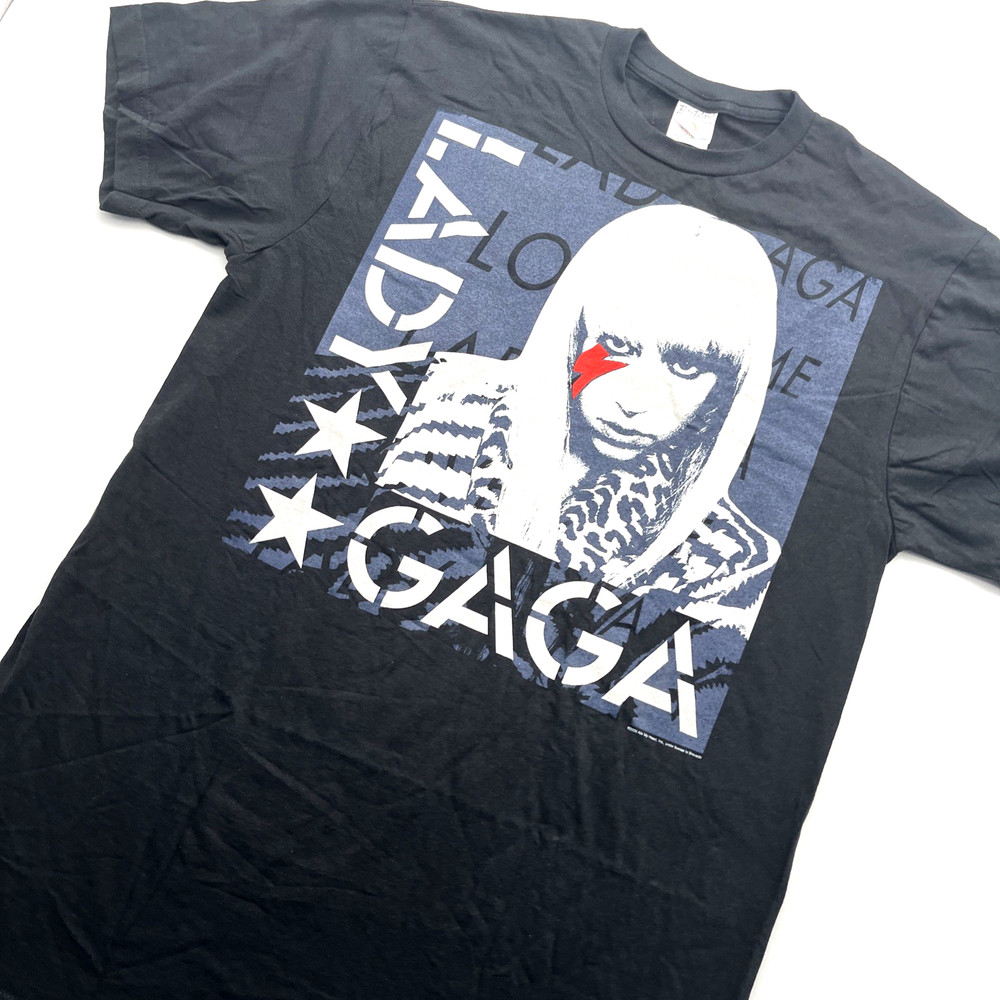 NEW Lady Gaga 2009 Ate My Heart Black Graphic Print T-shirt Size L Pop