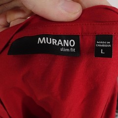 Murano Shirt Mens Large Red Slim Fit V Neck 100% Cotton Tee T-Shirt Basic