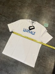 $425 RARE versace Men T-shirt White And Blue Logo Print Men Tee XL