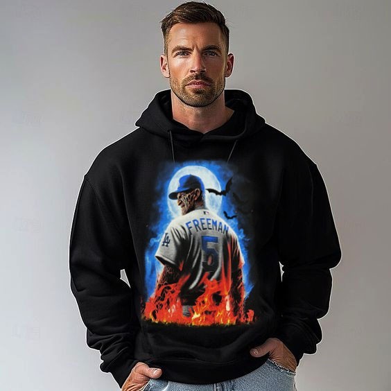skull Dodgers horror movie championship Black Hoodie Men Sizes 100% silk screen