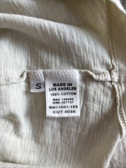 Buck Mason Slub Curved Hem Crew Neck Tee Off White Cream Mens Small Made In USA