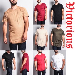 Men’s Perforated Faux Suede Long Length Curved Hem T-Shirt with Zipper TS670-T8D