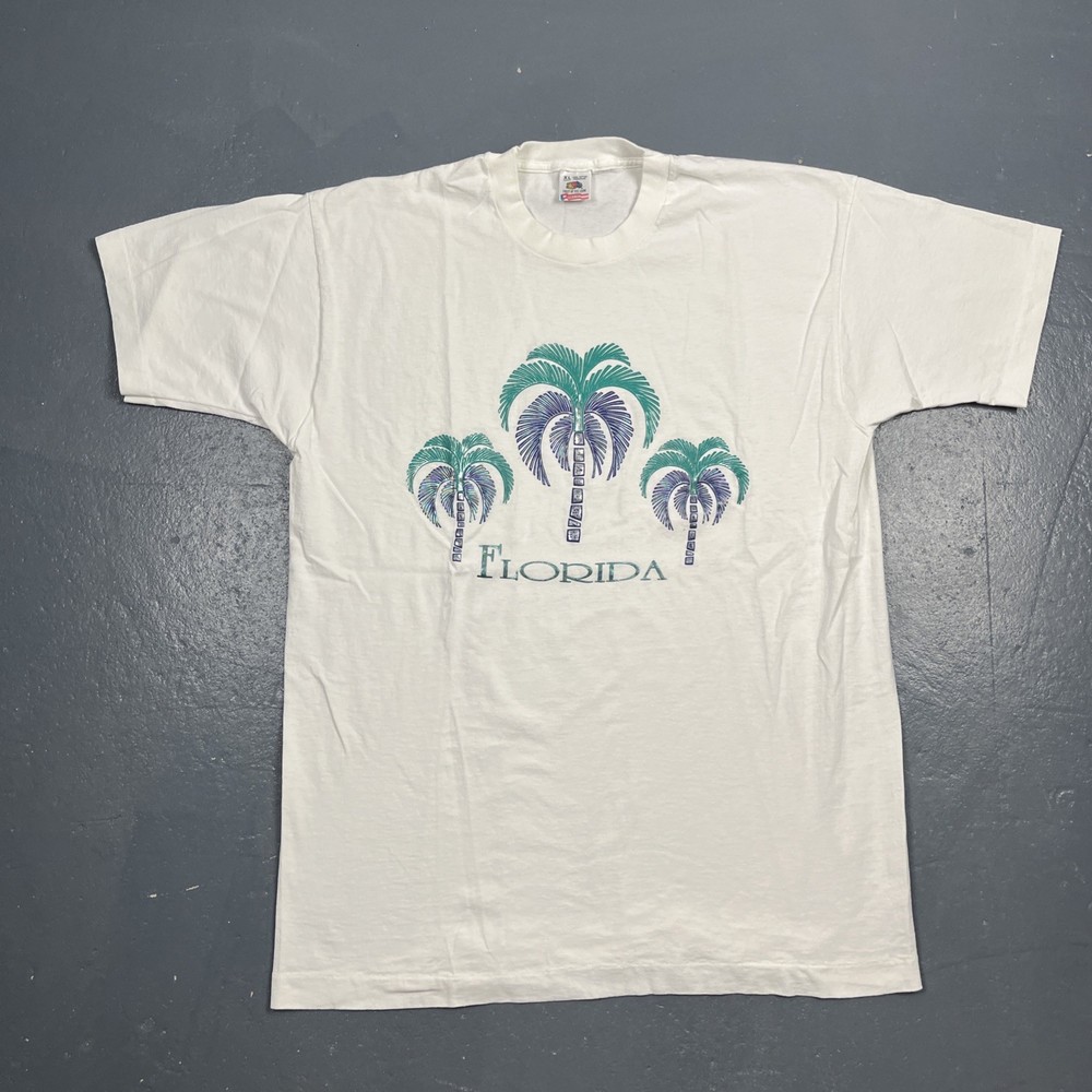 Vintage Florida Single Stitch Graphic Tee White XL Unisex VTG 90s Souvenir
