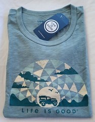LIFE IS GOOD SS Shirt Slub Tee TRIPPIN SUV Jeep Road Trip Chest55in Mens XXL