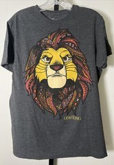 Disney Lion King Men’s Medium Shirt Gray Simba Mufasa Short Sleeve Casual Tee