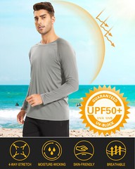 Men’s UPF 50+ Sun Protection UV Shirts Long Sleeve Quick Dry Summer Casual Tops