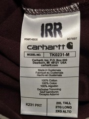 NWT MEN’S 2XL LOOSE FIT Long Sleeve CARHARTT HEAVYWEIGHT T-SHIRT TK0231-M IRR
