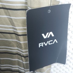 RVCA Sweep Stripe Crew SS Shirt Mens Small Tan Black White Logo