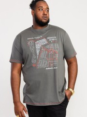 D555 Duke Big Mens Printed T-Shirt NYC Map Khaki 2XL 3XL 4XL 5XL 6XL (601313)