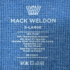 Mack Weldon Shirt Men XL Blue Waffle Knit Thermal Wool Blend Long Sleeve Stretch