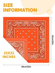 12 Pack Novelty Bandanas Paisley Print Cowboy Bandana Handkerchiefs, Assorted…