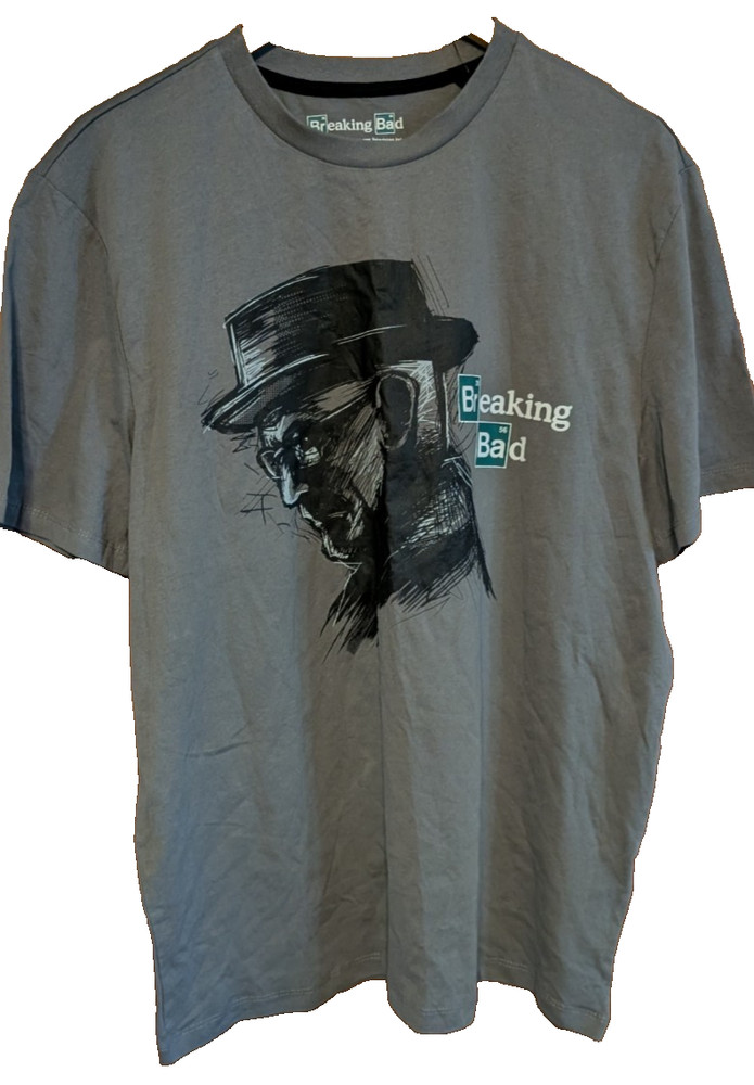 NEW Breaking Bad Men’s T-shirt – Heisenberg Sketch -Silhouette Gray LARGE NWT