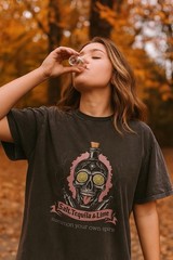 Oversized Acid Washed | Vintage Look Tequila T Shirt For Halloween : All Year