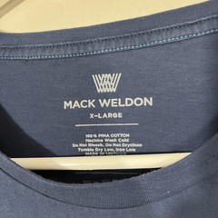 Mack Weldon Shirt Mens XL Blue 100% Pima Cotton Long Sleeve Crewneck Tagless Tee