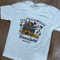 Vintage Carnival Cruise Shirt Mens L White Island Hopping Destiny Ship Graphic