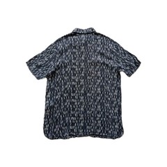 Seasalt Men’s Shirt Medium Blue Heron Short Sleeve Linen Collage Lines “Inkwell”