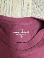 Vineyard Vines Youth XL 18 Burgundy Whale Logo Pocket Tee Crew Neck Short Sleeve
