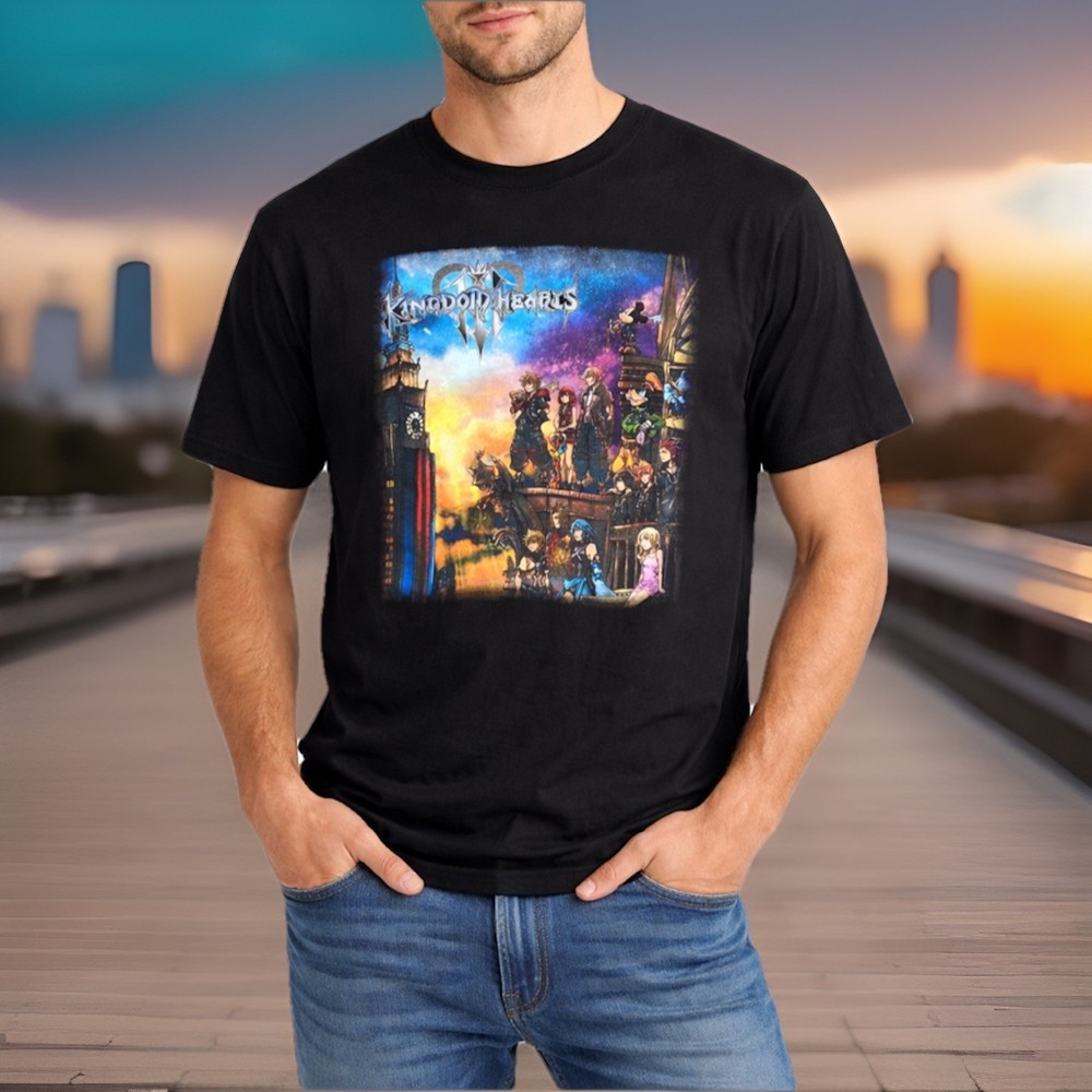 Kingdom Hearts III Disney Square Enix Graphic T-Shirt Black Large Gamer Anime