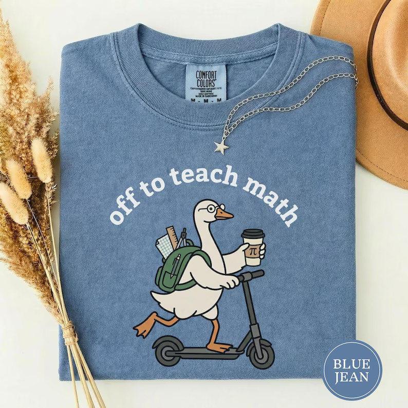 Off To Teach Math Shirt Funny Goose Math Teacher Back To School Graphic Tee