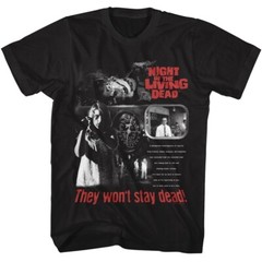 Night Of The Living Dead T Shirt Horror Movie WONT STAY DEAD Black Cotton