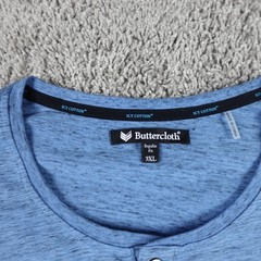Butter Cloth Henley Shirt Mens 3XL Blue Icy Cotton Mint Fabric Performance