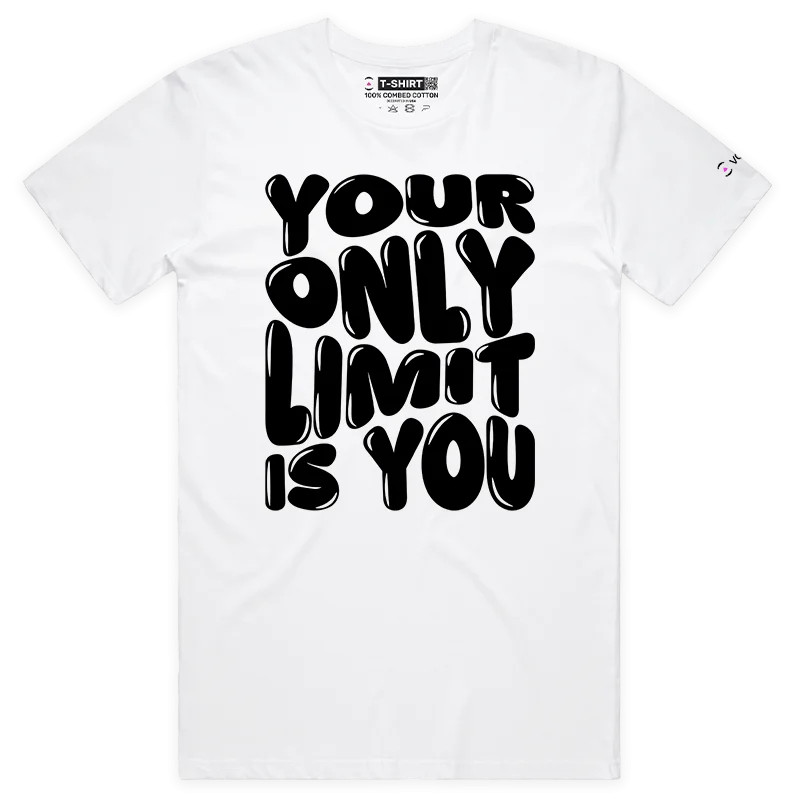 VOICEART Your Only Limit Is You Quote Motivational T-Shirt with Premium Graphic