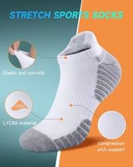 Mens & Womens Socks, 6 Pairs Anti-Blister Cushioned Runing Cotton Socks, Brea…
