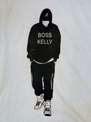 White “Boss Kelly” Logo Cotton Crew Neck Short Sleeve T-Shirt ( S,M,L,XL ,2XL)