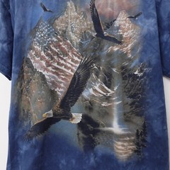 Vintage The Mountain Shirt Medium Blue Tie Dye Mountains Eagle Animals Nature