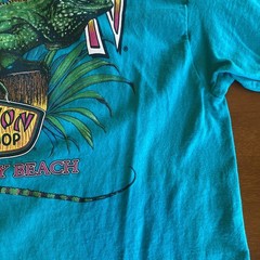 VTG Ron Jon T Shirt Surf Shop Iguana Panama City Beach FL Turquoise Green Large