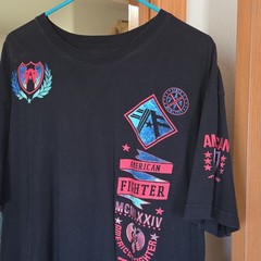 American Fighter 2XL Men’s Crew Neck SS Graphic Logo Tee Black Burgundy