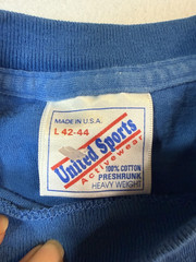Vintage 90s United Sports Blank TShirt Mens L Blue Heavyweight Single Stitch USA
