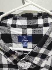 MENS GEORGE DOUBLE POCKETS FLANNEL SHIRT LONG SLEEVE BLACK WHITE SIZE 3XL NEW