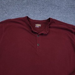 Foundry Henley T Shirt Mens 2XLT Burgandy Heavyweight 3 Button Cotton Round Neck