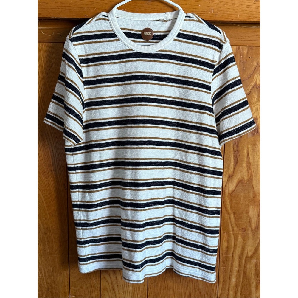 Common People Striped Textured Knit T-Shirt Men’s L