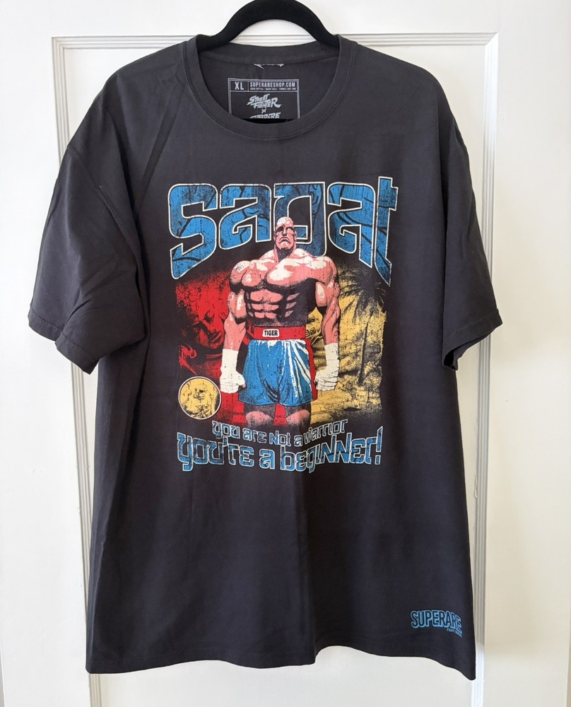 Street Fighter x Superare XL Shirt Sagat’s Academy Collab Black Video Game Rare