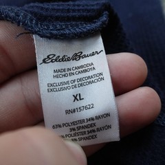 Eddie Bauer Shirt Mens XL Blue Waffle Knit Thermal Crewneck Long Sleeve Outdoor