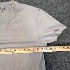 BYLT Drop Cut Lux V-Neck Shirt Mens Large (Fits as Medium) Gray Curved Hem Tee