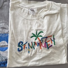 Lot Of 8 T-Shirts Vacation Destination Caribbean Embroidered Comfy SZ Large Bulk