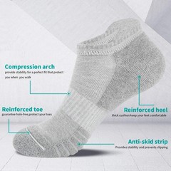 Athletic Ankle Socks, Low Cut Cushioned Anti-Blister Running Tab Sports Socks…