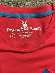 Psycho Bunny Men’s Pink Pima Cotton Graphic Logo Crew Neck T-Shirt Size 7
